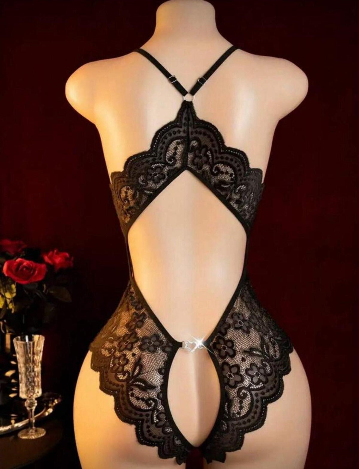 Siyah Yumuşak Dantelli Gecelik